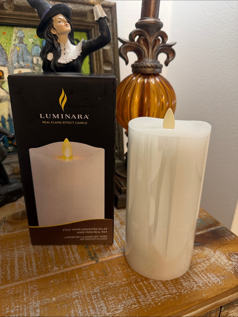 Luminara White Unscented Real-Wax Flameless Pillar Candle